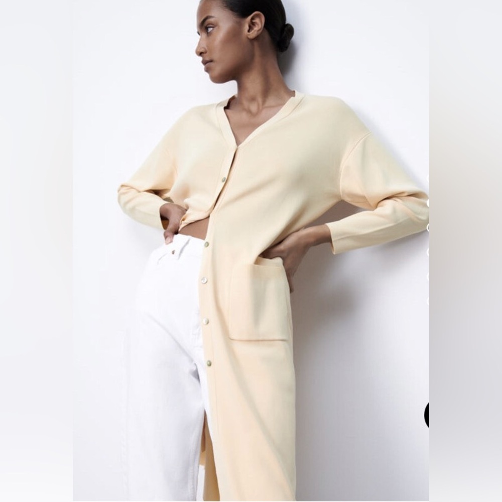 Zara Beige Knit Sweater Duster Dress